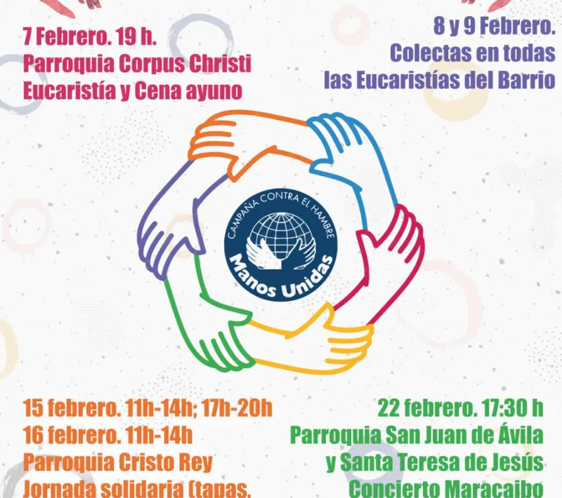 Calendario de actividades del Arciprestazgo de Las Fuentes a beneficio de Manos Unidas