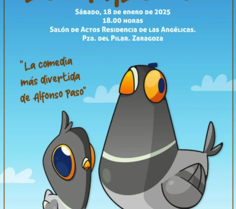 Cartel de la obra de teatro LOS PALOMOS, interpretada por la Compañía de Teatro MONTEARAGÓN