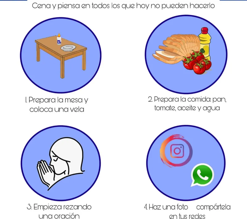 Instrucciones para la Cena del Hambre en Alcoi de Manos Unidas Valencia.