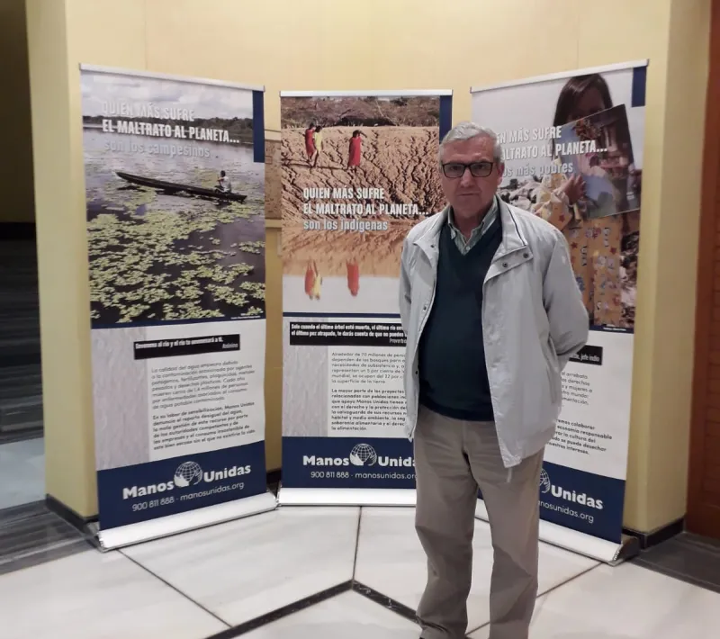 Manuel Fernández García, Misioneros de África / Padres Blancos,  durante la presentación de Campaña de Manos Unidas Valencia..