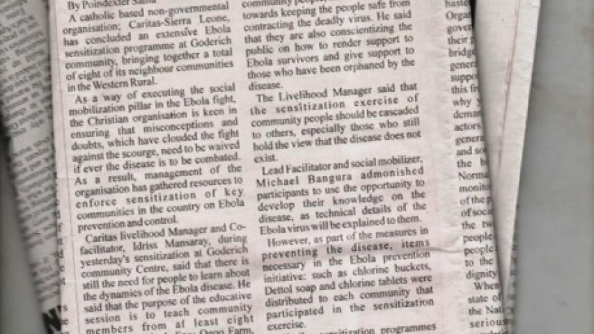 Sensibilización del ébola en los medios de comunicación