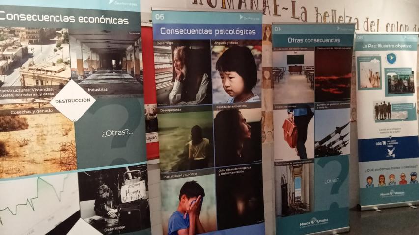 Exposición Construir la Paz de Manos Unidas Madrid en el colegio República del Brasil