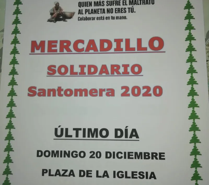 Cartel anunciando el Mercadillo Solidario