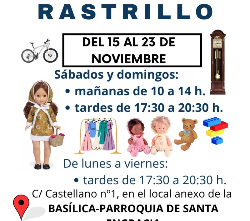 Cartel rastrillo solidario en Basílica - Parroquia de Santa Engracia