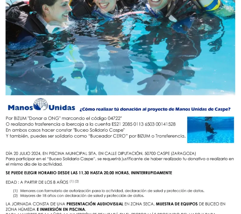 Jornada Bautismo Subacuático Solidario en Caspe