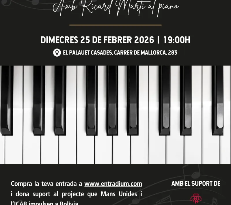 Cartel oficial del concierto solidario de piano en el Ilustre Colegio de Abogados de Barcelona