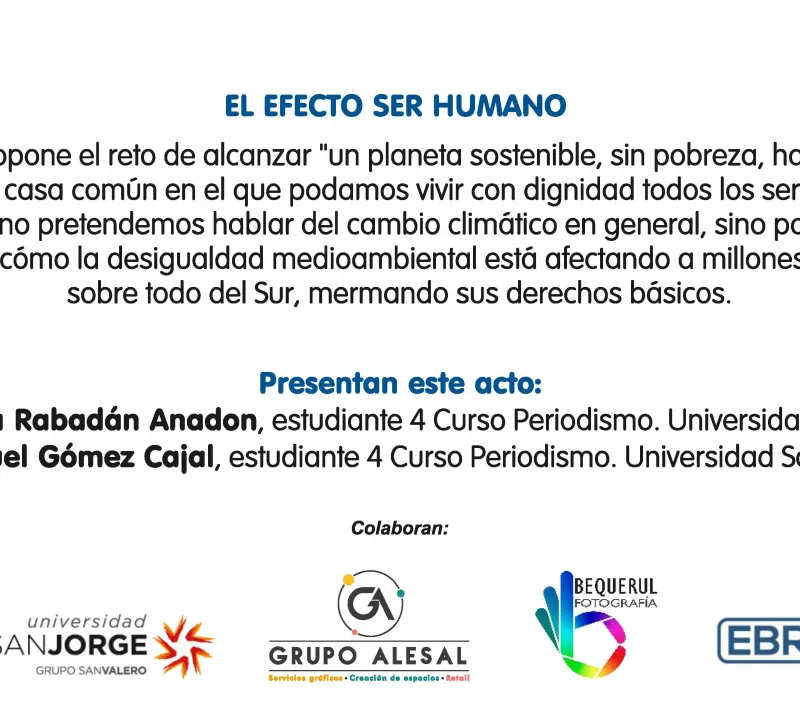 Reverso. Invitación al Acto de Presentación de Campaña de Manos Unidas en Zaragoza