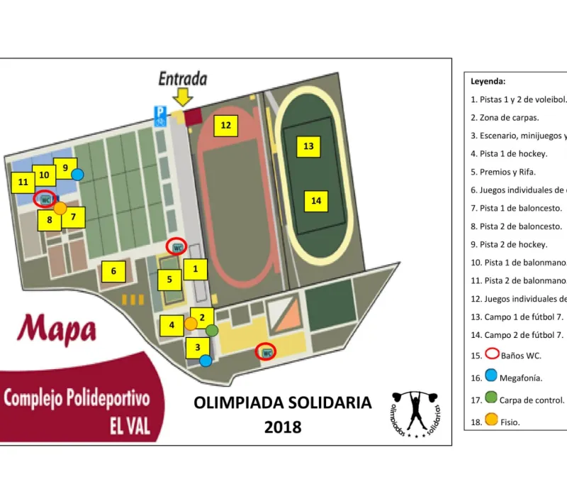 Mapa de Actividades en la Ciudad Deportiva El Val