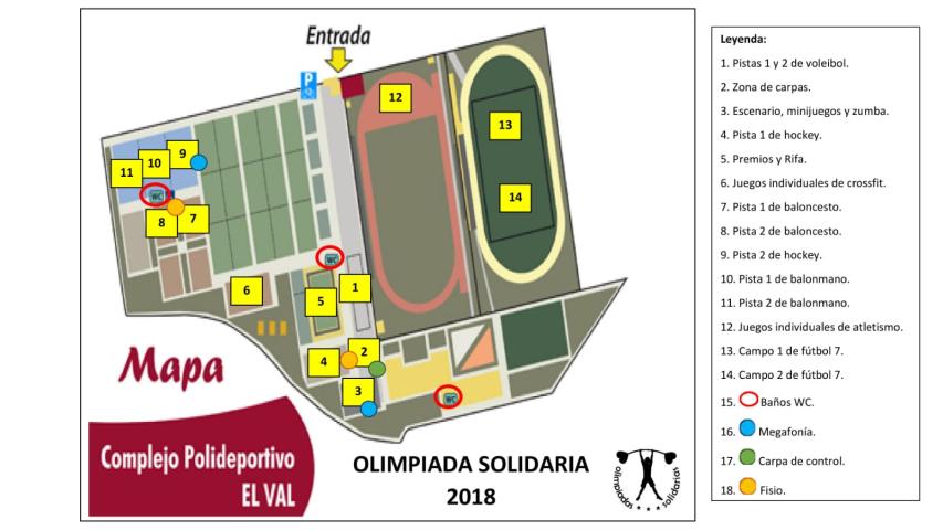 Mapa de Actividades en la Ciudad Deportiva El Val