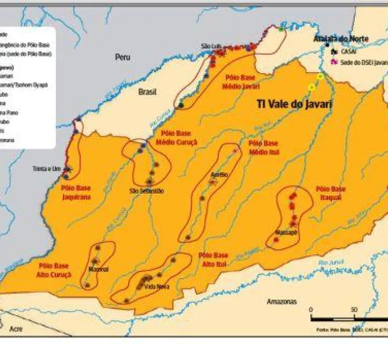 Mapa de localización del Valle del Javari en Brasil