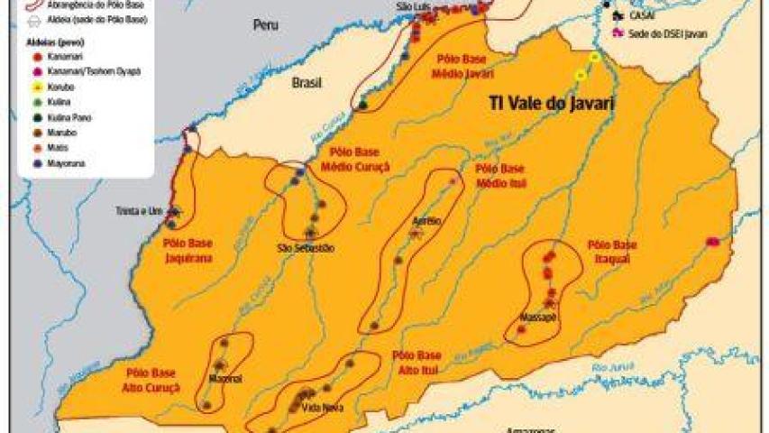 Mapa de localización del Valle del Javari en Brasil