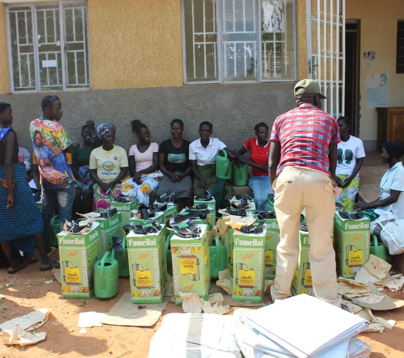members of tickutego group pose for a photo after distribution