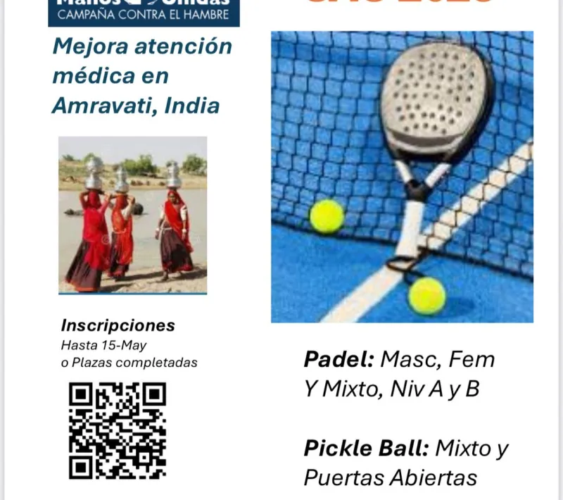 Cartel del Torneo de Pádel Solidario de San Agustín de Guadalix 2025 a beneficio de Manos Unidas