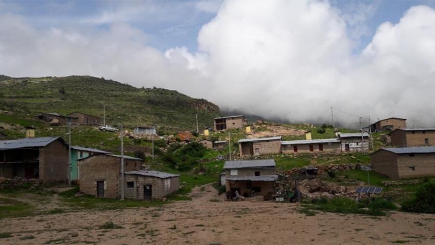 Poblado afectado por las fuertes lluvias