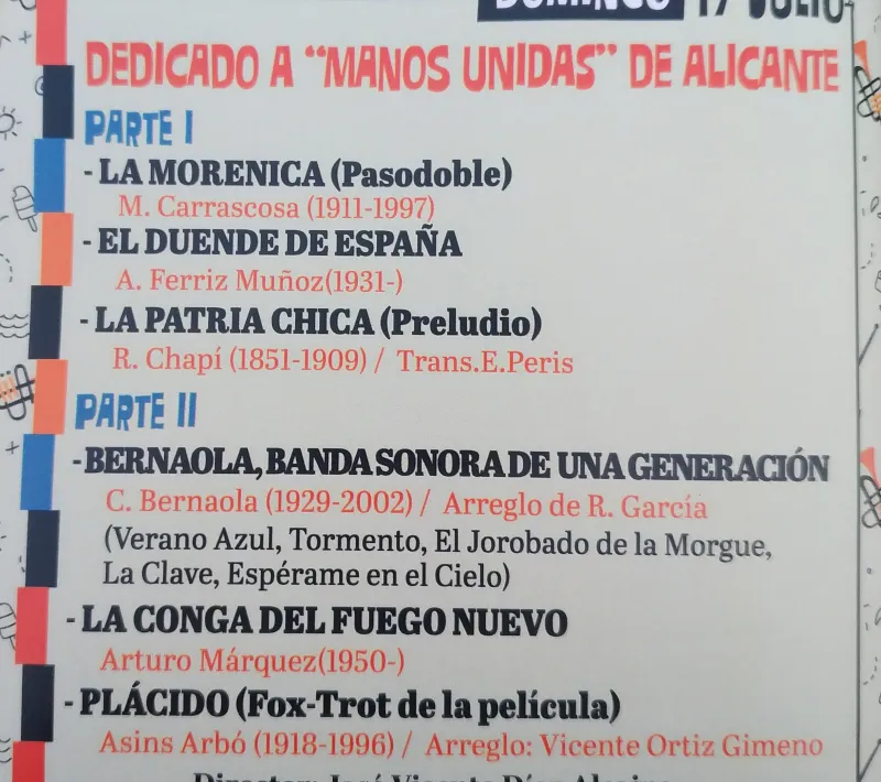 programa concierto banda