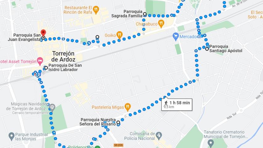 ruta parroquias de torrejon
