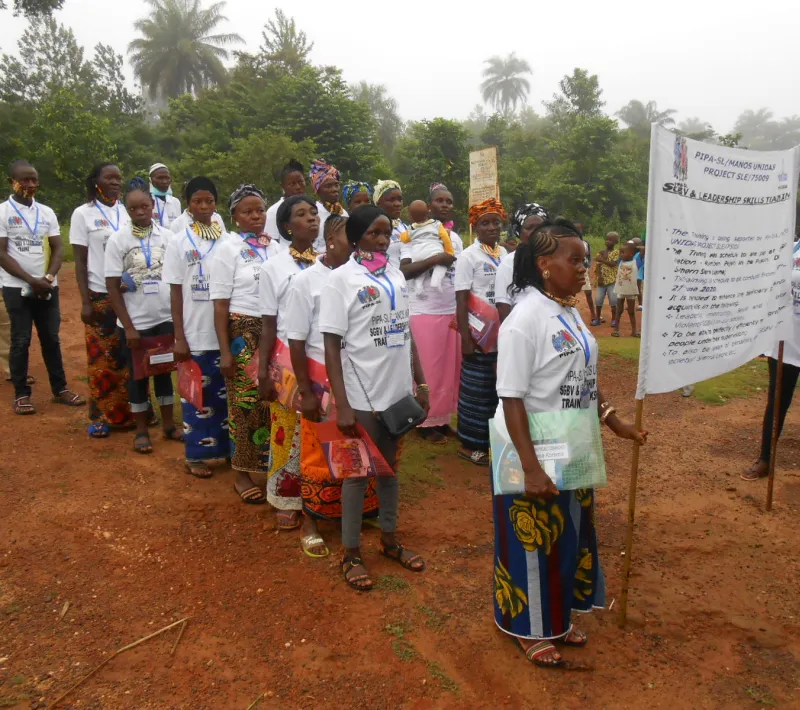 sgbv training participants marching to the training venue