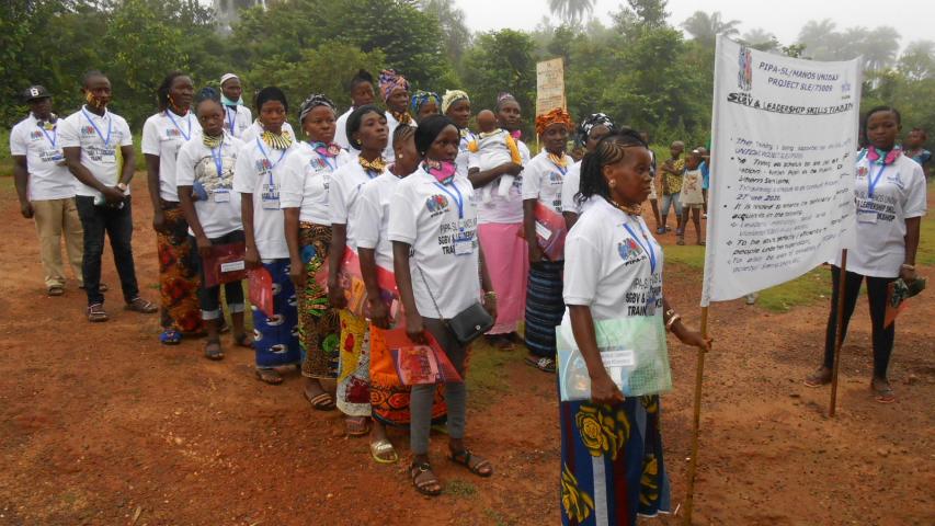 sgbv training participants marching to the training venue