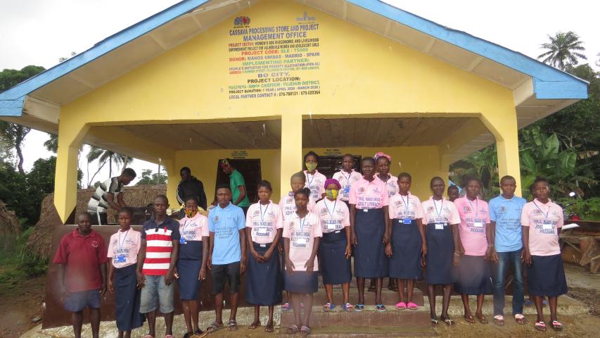 some project beneficiaries at the newly constructed cassava processing store at makemuma