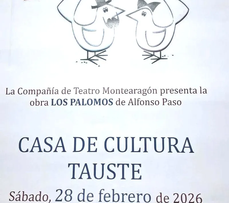 Cartel teatro solidario "Los palomos" en Tauste