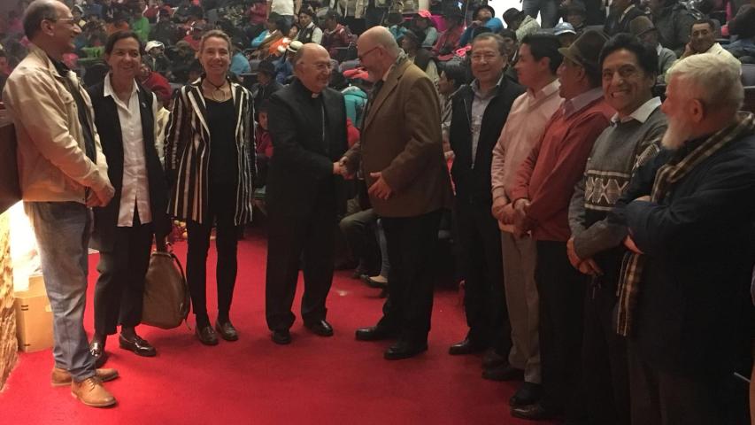 Uno de los momentos del Acto de Cierre de Convenio con el obispo de Chimborazo, Mons Julio Parra. Foto Ana Pérez/Manos Unidas